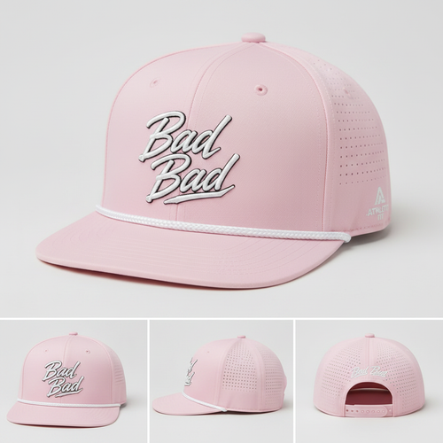 Pink Hat with White Bad Bad Logo